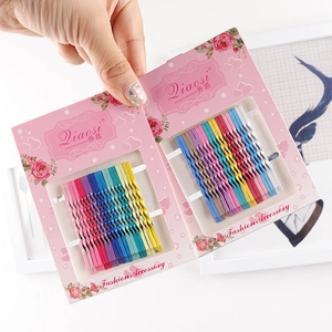 Korean Minimalist Alloy Colorful Wave Hair Clips Lacquer Painted Bobby Pins Fashion Hair Accessories For Women Girls