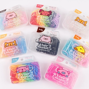 Kids Boxed Colorful Elastic Hair Ties Disposable Rubber Bands Candy Colors Hair Elastics In Plastic Case Hair Accessories