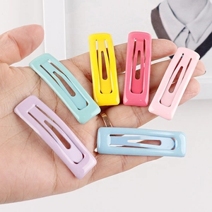 6er-Set bunte matte Macaron-Haarspangen aus Metall für Mädchen im rechteckigen Hohl-Design
