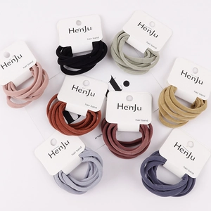 Detail view of seamless high elastic hair bands in 8 Morandi colors with display card
