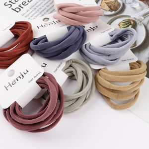 Set of 6 high-elastic seamless Morandi color hair bands on a stylish brand card