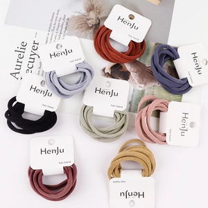 Detailed view of Morandi color hair bands with durable multi-strand elastic design