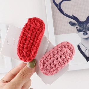Vintage Handmade Knitted Woolen Yarn Hair Clip For Women Forest Style Crochet BB Clip Solid Color Sweet Hairpin Headwear