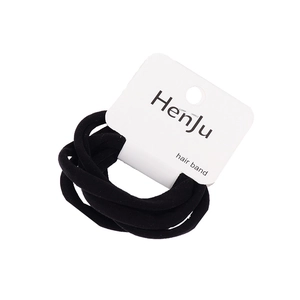 6-piece set of high elasticity black hair bands on white card for daily styling