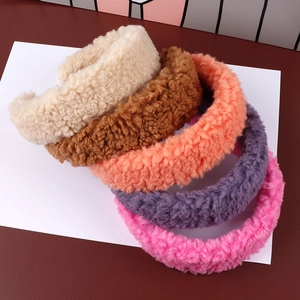 Plush lamb wool headbands in five candy colors for women winter fashion hair accessory