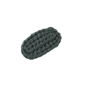 Handmade chunky knit BB hair clip in dark forest green with a sturdy metal snap closure