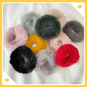 Korean Style Faux Rabbit Fur Scrunchies Chic Fluffy Elastic Hair Ties Plush Hair Bands Sweet Candy Color Hair Accessories For Women