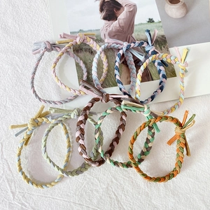 Women Handmade Woven Hair Ties Candy Color Elastic Braided Hair Bands Minimalist Twisted Ponytail Holder Hair Accessories