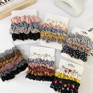 Korean Style Satin Hair Scrunchies Set Elegant Versatile Elastic Hair Ties Pony Tail Ring Large Intestine Hair Bands Accessories For Women