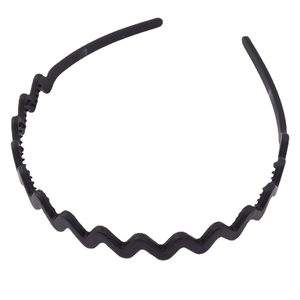 Matte black wavy headband with non-slip teeth for secure everyday hair styling