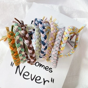 Handmade braided ponytail holders in colorful contrast colors for women hairstyle