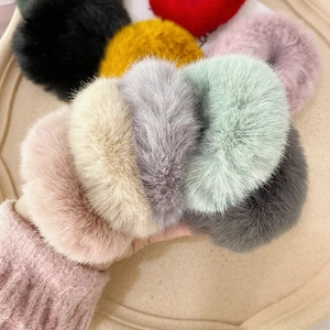 Chic fluffy plush hair scrunchies set in various candy colors for women and girls
