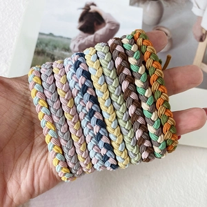 Handmade braided elastic hair ties in colorful macaroon color sets for women