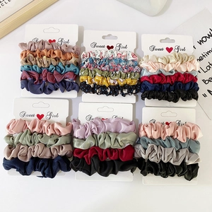 Elegant colorful satin scrunchies set in various shades for women hair accessories
