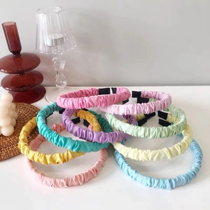 Colorful macaron pleated hairbands in various fabric styles for women and girls