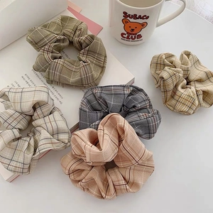 Japanese Style Fabric Scrunchie Houndstooth Plaid Hair Tie Korean Fresh Sweet Handmade Elastic Hair Band For Women Hair Accessories
