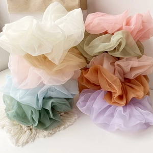 Oversize Organza Haargummi Französischer Stil Puffiges Netzgarn Haarband Süß Schick Perlmutt Großer Haarring Für Damen Mädchen Schmuck
