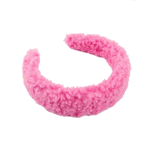 Warm pink sherpa headband with candy color wide fuzzy hairband for women