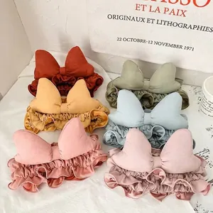 Cute Large Bow Soft Cloth Hairband For Women Elastic Headband For Face Washing Makeup Skincare Daily Sweet Hair Accessories