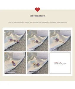 Detail of vintage purple crystal and pearl hair clips on an elegant silk background