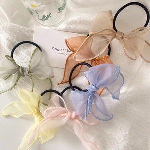 Nœud en Organza Féerique Scrunchies Avec Rubans Chiffon Élastiques à Cheveux pour Femmes Style Forêt Accessoires de Coiffure