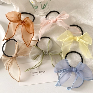 Lot de 6 chouchous élégants avec nœuds en organza aux couleurs pastel assorties