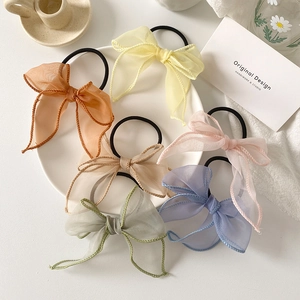 Chouchous nœuds en organza élégants en six couleurs pastel pour une coiffure gracieuse