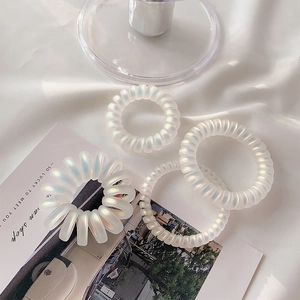 Iridescent Frosted Telephone Wire Spiral Hair Ties Traceless Elastic Hair Bands Mermaid Color Hair Accessories For Women