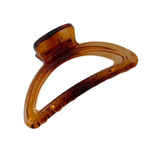 Elegant amber acetate D-shaped hair claw clip with strong metal spring for women