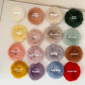 Grid showing 16 various candy colors of soft faux fur elastic scrunchies in detail