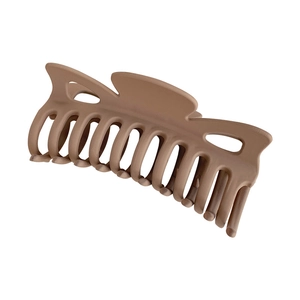 Matte brown large hair claw clip for thick hair styling in a minimalist autumn design