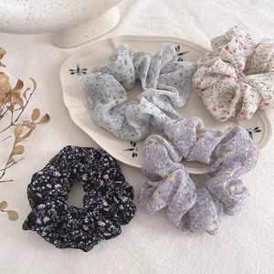 Korean Style Floral Fabric Scrunchies For Women Elegant Flower Hair Ties Elastic Ponytail Holder Vintage Hair Accessories