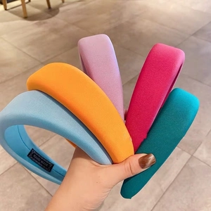 Korean Style Candy Color Wide Thickened Sponge Headband For Women Soft Fabric Padded Hair Hoop Non-Slip Hairband Fashion Headpiece