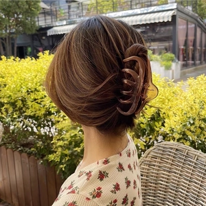 French style large amber hair claw clip for elegant updo hairstyles on thick hair