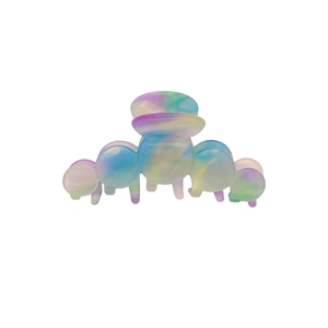 Elegant marble pattern acetate hair claw clip with colorful pastel swirl design