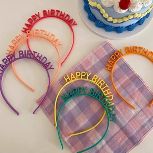 Serre-tête Lettres Happy Birthday en Plastique Résine Articles de Fête Accessoires de Photographie Multicolore Accessoires de Cheveux Femme Enfant