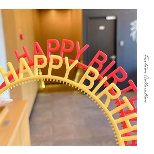 Serre-têtes Happy Birthday rouges et jaunes avec lettres 3D pour accessoires de fête