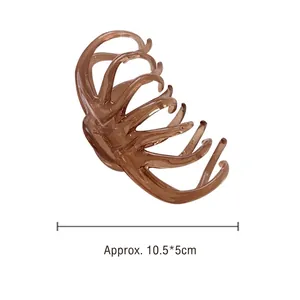 French style large milk tea brown claw clip for thick hair, 10.5x5cm size view