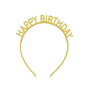Serre-tête jaune vif Happy Birthday avec dents antidérapantes pour fête d'anniversaire