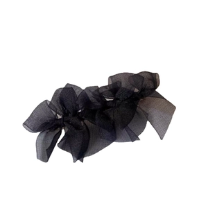 Elegant black layered mesh bow hair clip with a lightweight organza butterfly design