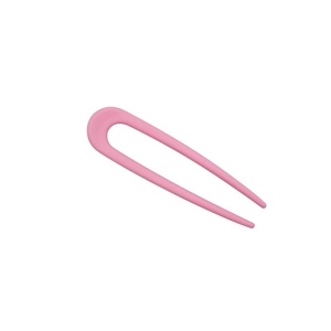 Pink matte resin U-shaped hair pin for women with a simple minimalist double prong design