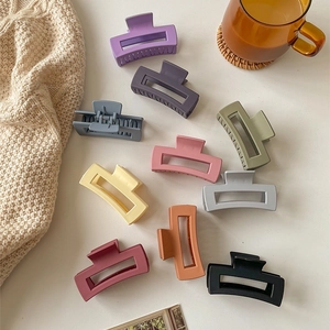 Matte Hair Claw Clip Large Rectangular Geometric Hair Accessories Strong Hold Morandi Color Minimalist Fashion Hairgrip For Women Daily Styling