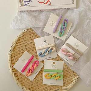 Candy Color Chain Shaped Hair Clips Fashionable Matte Side Barrettes For Women Girls Trendy Hair Accessories
