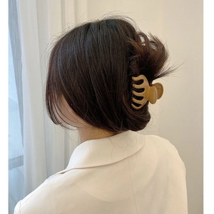 French style brown hair claw clip for women in a minimalist half-moon resin design