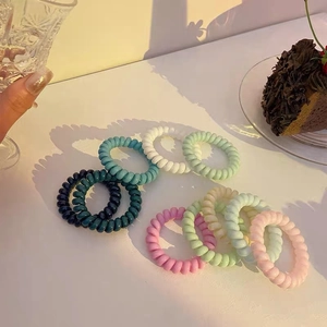 Einfache Macaron Telefonkabel Haargummis Spirale Elastische Haarbänder Nahtlose Spurenlose Pferdeschwanz Halter Für Damen