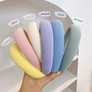 Damen Gepolstert Schwamm Stirnband Macaron Süßigkeiten Farbe Stoff Gerippt Dick Haarreif Koreanischer Stil Handgefertigt Schmuck