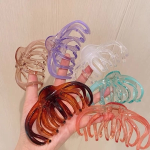 French style large transparent hair claw clips set for thick hair in six assorted colors