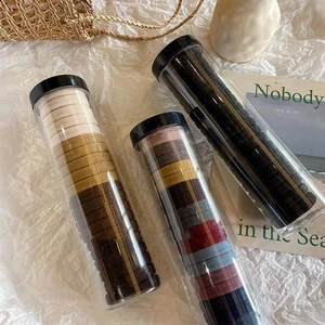 Morandi colored high elasticity hair ties set in clear plastic storage cylinders