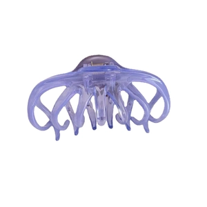 Large lavender purple French shark hair claw clip for thick hair in transparent finish