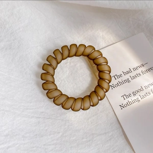 Vue détaillée d'un élastique spirale marron mat posé sur une carte décorative